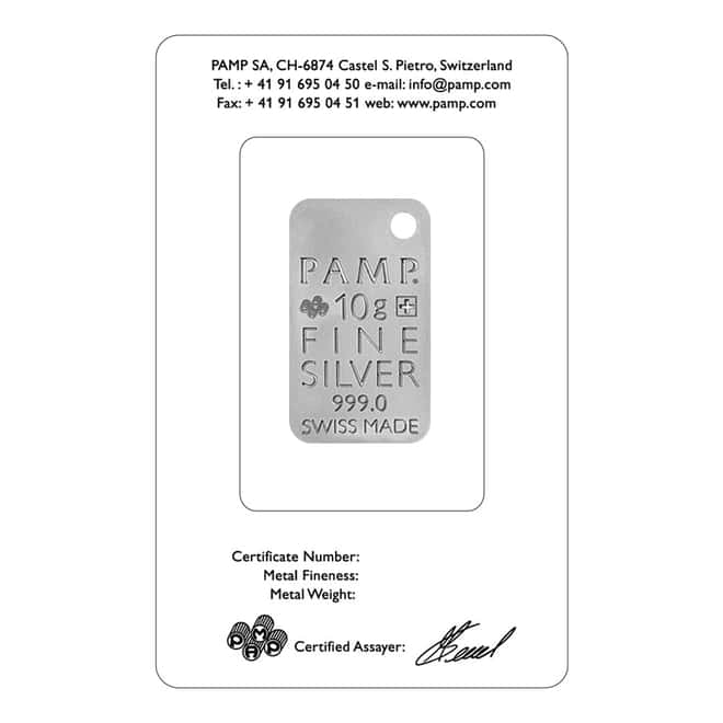 Maple Leaf - 10 gram PAMP Suisse Silver Ingot Pendant