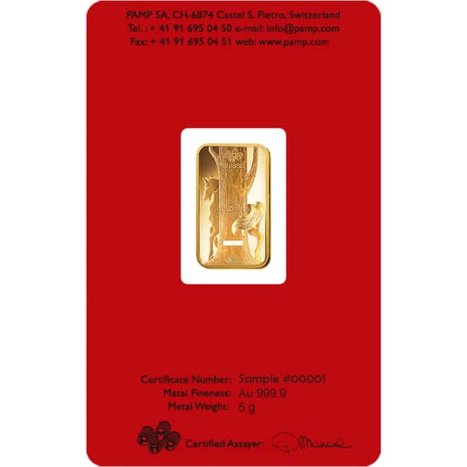 5 gram Pamp Suisse Year of the Horse Gold Bar