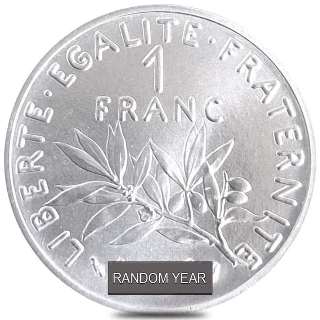 1 Franc Silver France Coin w/Box & COA (Random Year)