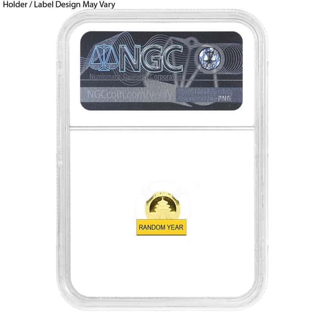 1 Gram Chinese Gold Panda NGC Gem Unc (Random Year)