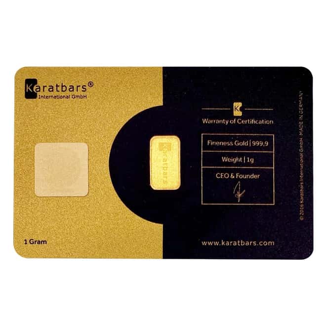 1 Gram Nadir Refinery Karatbars Gold Bar .9999 Fine in Assay