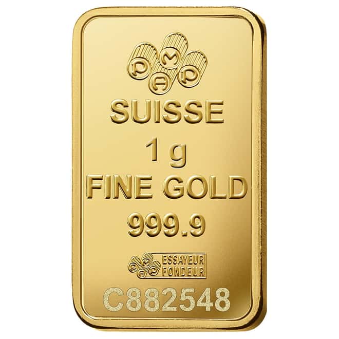 Box of 25 - 1 Gram PAMP Suisse Rosa Gold Bar .9999 Fine (in Assay)