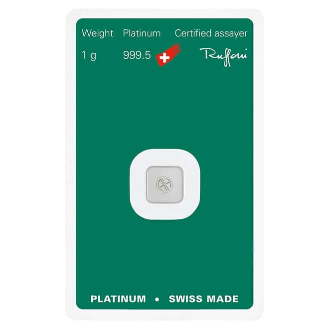 1 Gram Platinum Bar - Argor-Heraeus .9995 Fine (in Assay)