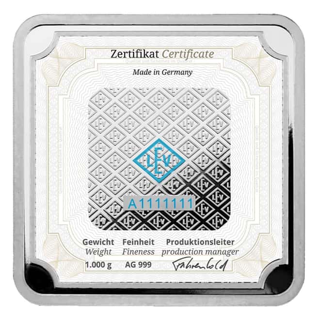 1 Kilo Geiger Original Square Silver Bar .999 Fine (in Assay)