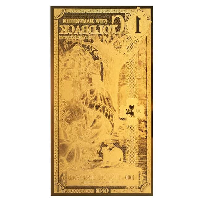 Pack of 100 - 1 New Hampshire Goldback 1/1000 oz 24K Gold Foil Aurum Note
