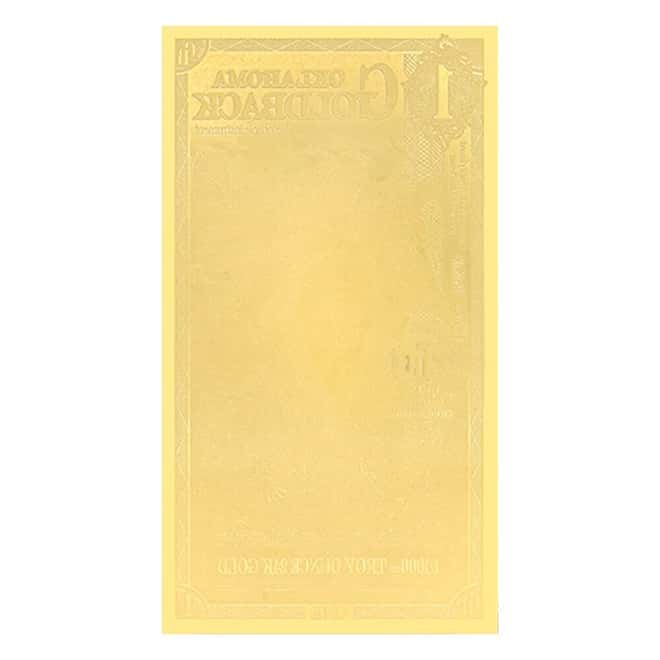 1 Oklahoma Goldback 1/1000 oz 24K Gold Foil Aurum Note