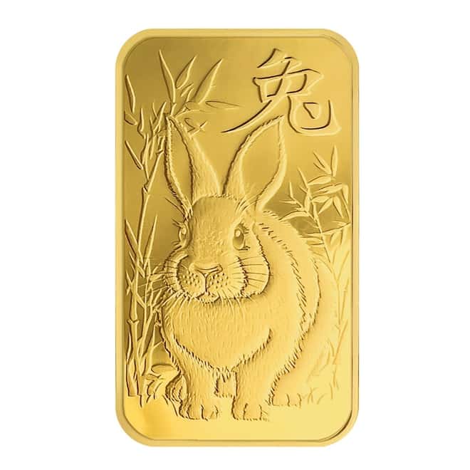 1 oz Argor Heraeus Lunar Year of the Rabbit Gold Bar .9999 Fine (In Assay)