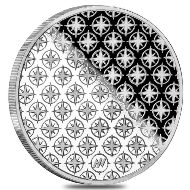 1 oz Compass Rose Silver Round .999 Fine