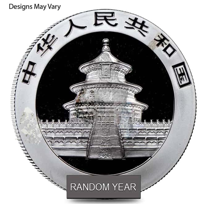 1 oz Chinese Silver Panda Random Year (Milky, Scruffy, Damaged, Cleaned)