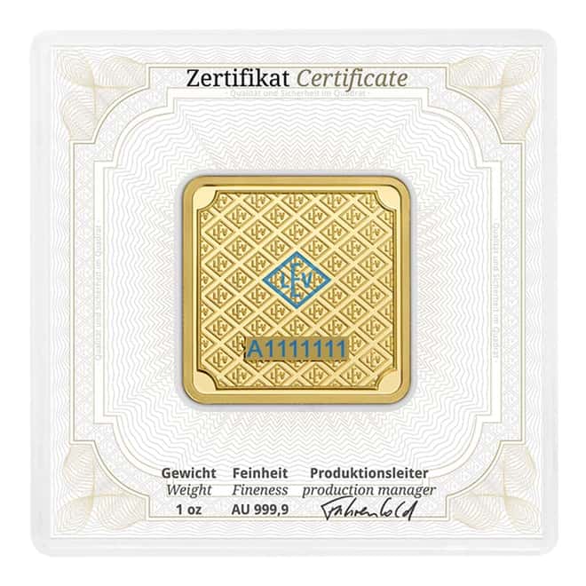 1 oz Geiger Original Square Gold Bar (In Assay)
