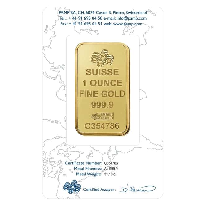 1 oz Gold Bar - PAMP Suisse - New Design (in Assay)