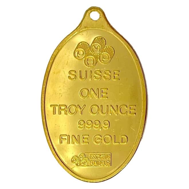 1 oz Gold PAMP Suisse Rosa Oval Pendant .9999 Fine (Scruffy)