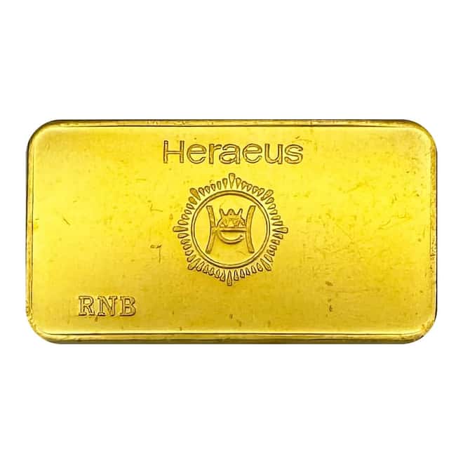 1 oz Heraeus Dental Corporation Gold Bar .9999 Fine