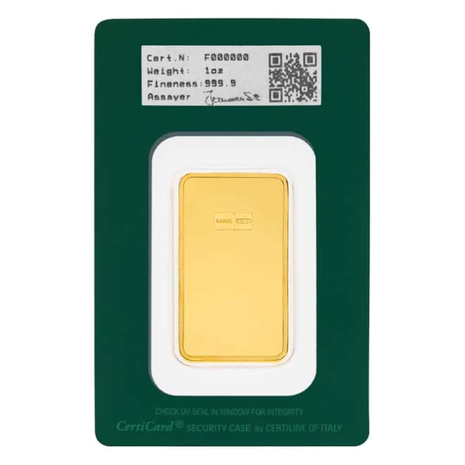 1 oz Italpreziosi Italian Gold Bar .9999 Fine (In Assay)