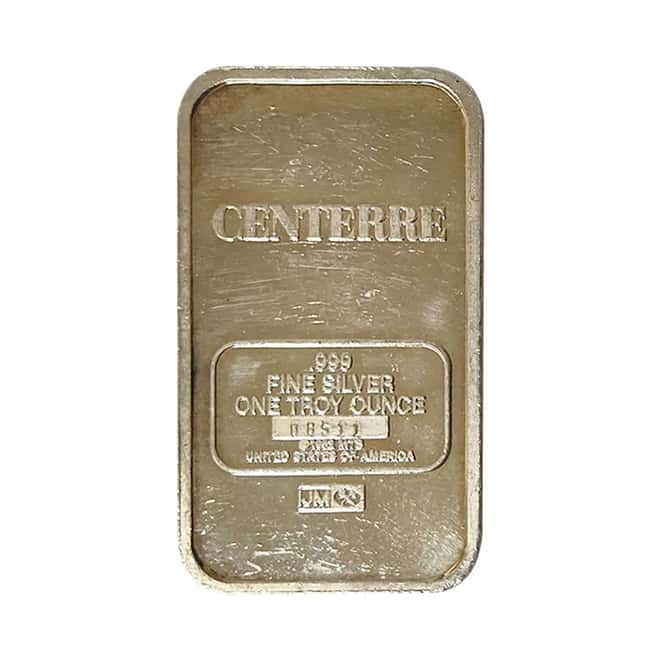 1 oz Johnson Matthey MTB Centerre Bank Statue of Liberty Silver Vintage Bar .999 Fine