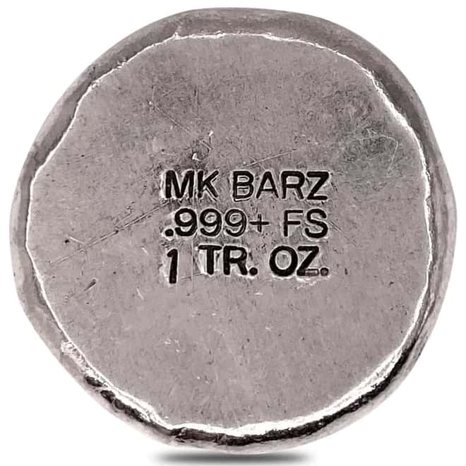 1 oz MK Barz Scarab Beetle Stamped Silver Round .999+ Fine