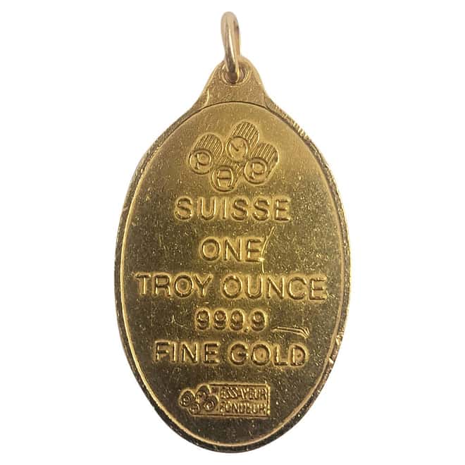 1 oz PAMP Suisse Gold Mecca Oval Pendant .9999 Fine (Scruffy)