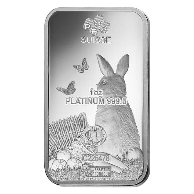 Box of 25 - 1 oz PAMP Suisse Year of the Rabbit Platinum Bar (In Assay)