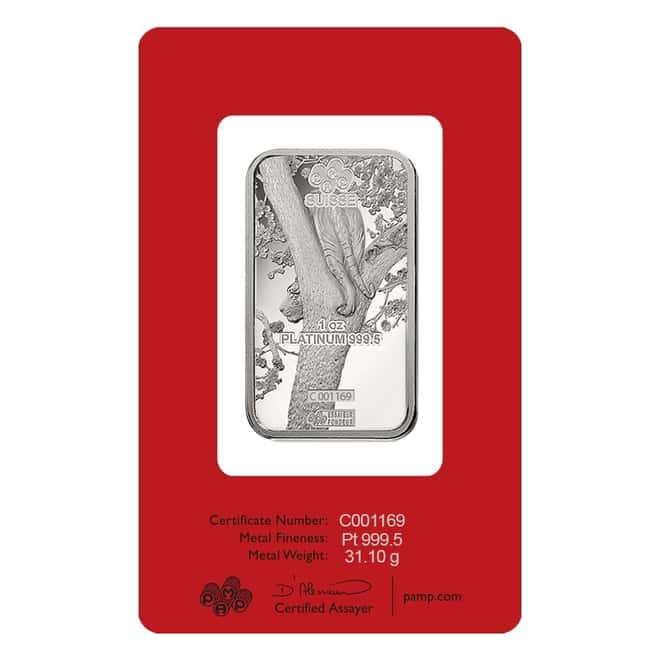 1 oz PAMP Suisse Year of the Tiger Platinum Bar (In Assay)