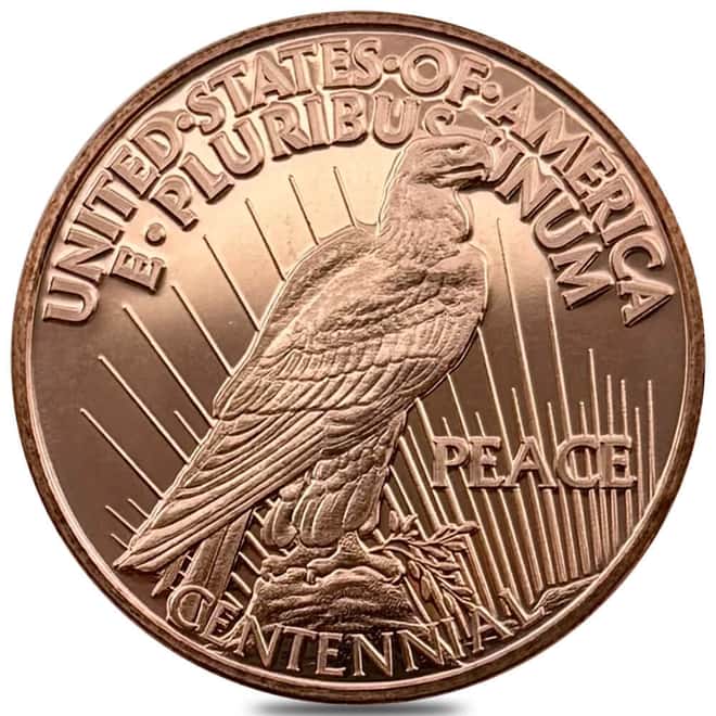 Tube of 20 - 1 oz Peace Dollar Copper Round .999 Fine