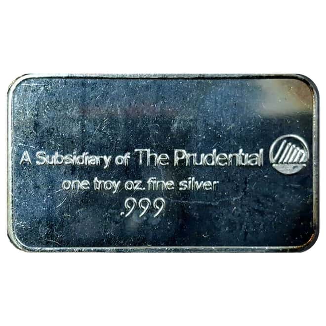 1 oz Prudential-Bache Metal Co. Silver Bar .999 Fine