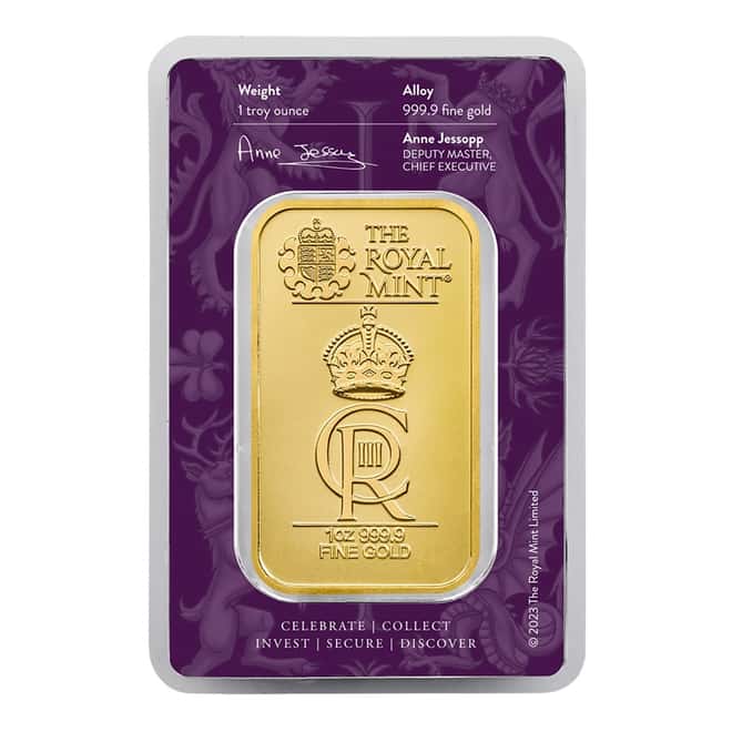 1 oz The Royal Celebration Gold Bar .9999 Fine (In Assay)