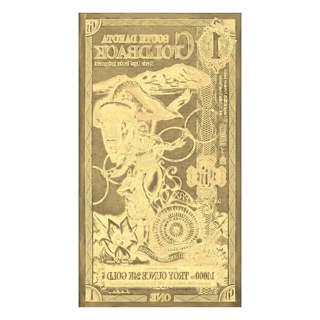 1 South Dakota Goldback 1/1000 oz 24K Gold Foil Aurum Note
