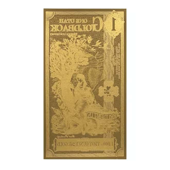 1 Utah Goldback 1/1000 oz 24K Gold Foil Aurum Note