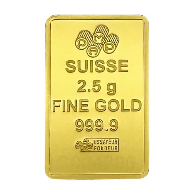 2.5 gram PAMP Suisse Engravable Blank Obverse Gold Bar