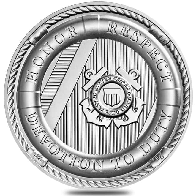 2.5 oz US Coast Guard Silver Medal (w/Box & COA)