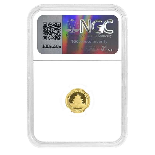 2000 1/20 oz Chinese Gold Panda 5 Yuan Frosted Ring NGC MS 69
