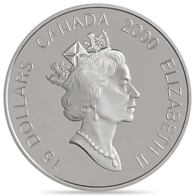 2000 Canada 1 oz Gilded Lunar Year of the Dragon Silver Coin