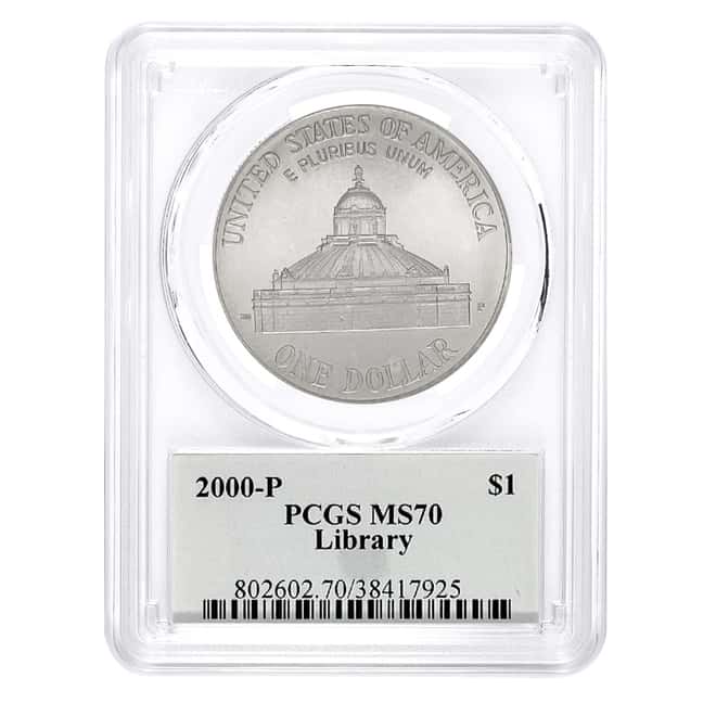 2000 P Library of Congress $1 Silver Dollar Commem PCGS MS 70 (Thomas D. Rogers Sign)
