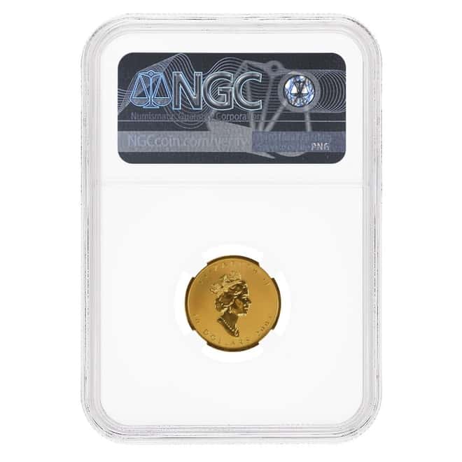 2001 1/4 oz Canadian Gold Maple Leaf $10 Coin Hologram NGC SP 69