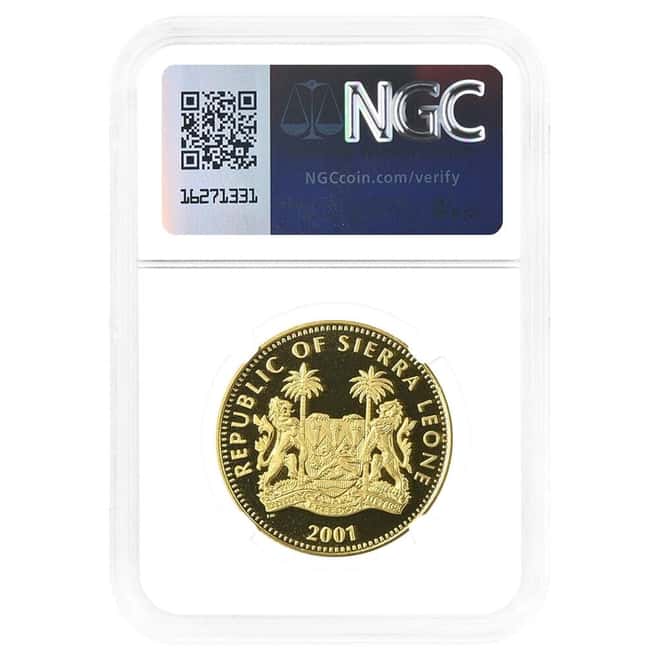 2001 1 oz Sierra Leone Cheetah Gold Coin NGC PF 67 UCAM