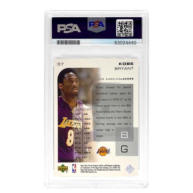2001 UD Pros & Pros Kobe Bryant #37 Basketball Card PSA 10 GEM MT