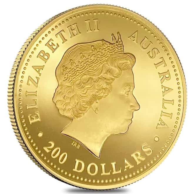 2002 2 oz Proof Gold Australian Kangaroo Nugget Perth Mint Coin .9999 Fine (w/Box & COA)
