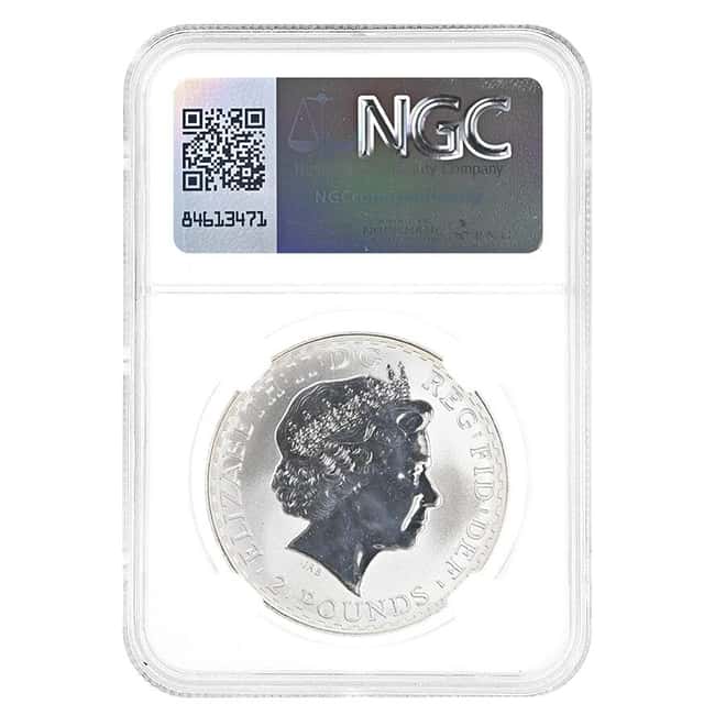 2002 Great Britain 1 oz Silver Britannia NGC MS 69