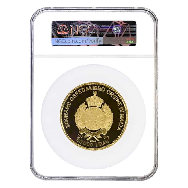 2004 Knights of Malta 5 oz Pope John Paul II Gold Coin NGC PF 69 (w/COA)
