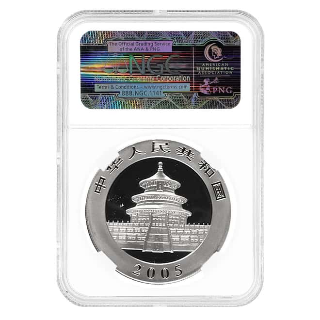 2005 1 oz Chinese Silver Panda 10 Yuan NGC MS 69