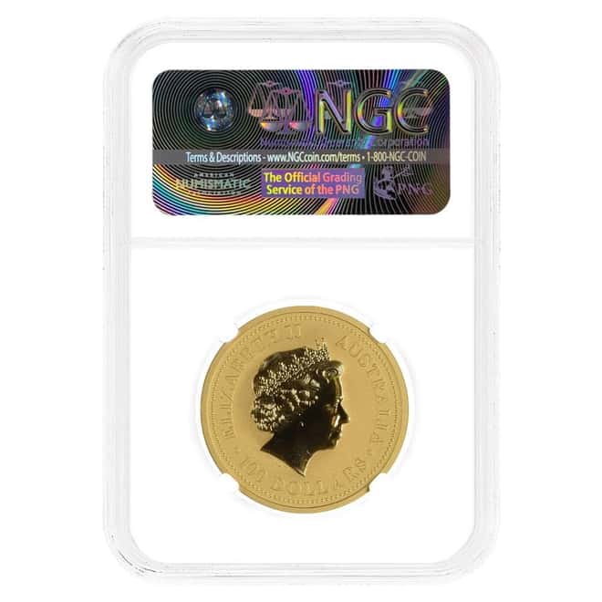 2005 1 oz Gold Lunar Rooster Australian Perth Mint NGC MS 70