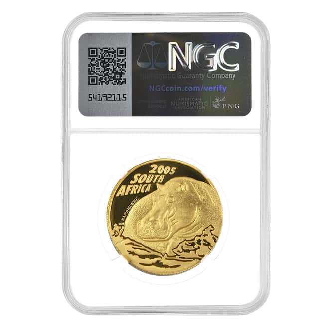 2005 South Africa 1 oz Gold Hippopotamus Mapungubwe NGC PF 70