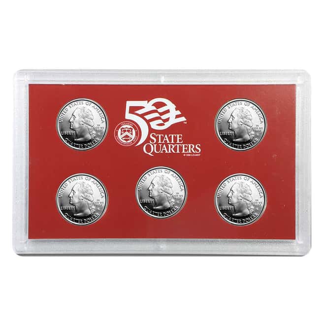 2006-S US Mint 50 State Quarters Proof Silver 5-Coin Set (w/Box & COA)