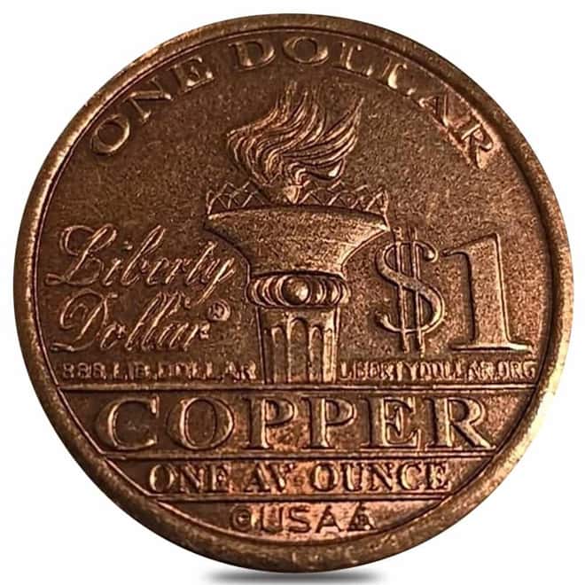 2007 1 oz AV NORFED Liberty Dollar Copper Round .999 Fine