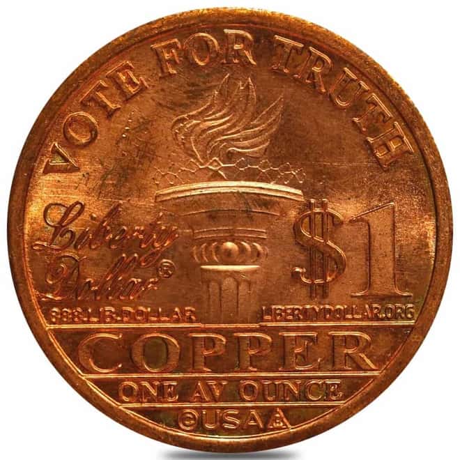 Tube of 20 - 2008 1 oz AV NORFED Liberty Ron Paul Copper Round .999 Fine