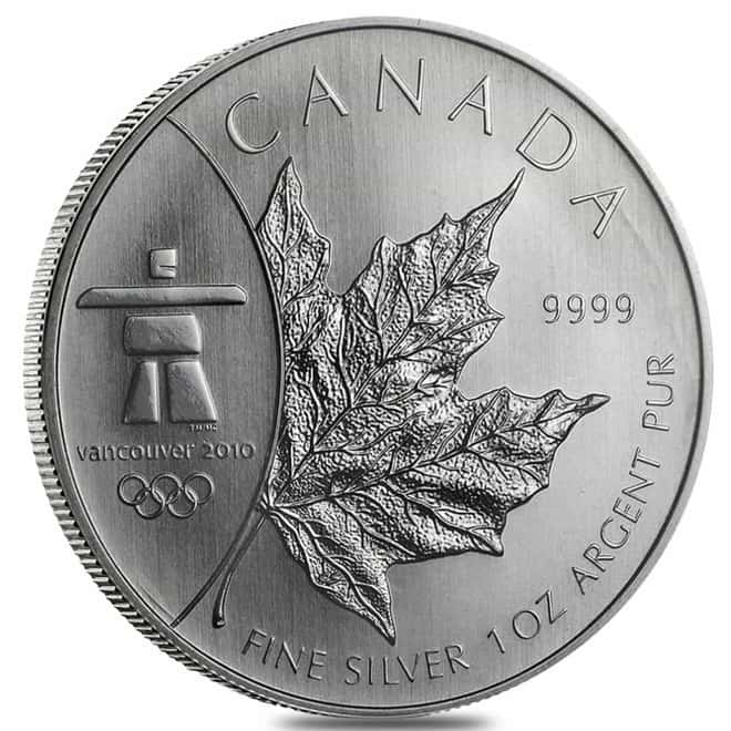 2008 1 oz Canadian Silver Maple Leaf Coin BU Olympic Inukshuk (Sealed)