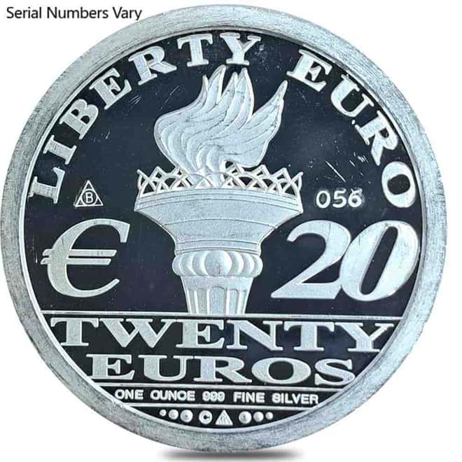 2008 1 oz NORFED Liberty Euro Silver Round Serial Number Hallmark .999 Fine