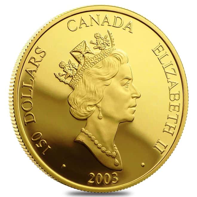 2003 Canada 0.285 oz Gold Lunar Year of the Sheep Holographic Coin (In Cap)