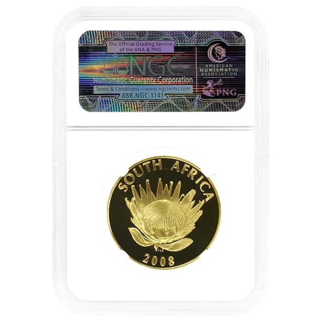 2008 South Africa 1 oz Gold Mahatma Gandhi 25 Rand NGC PF 69