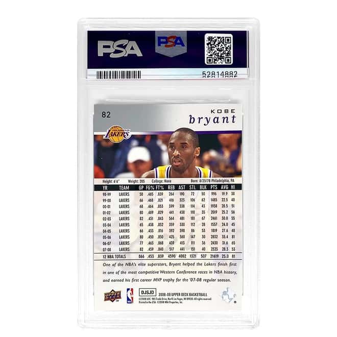 2008 Upper Deck Kobe Bryant #82 Basketball Card PSA 9 MINT